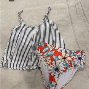 Striped Tank Top and Floral Bikini Bottom